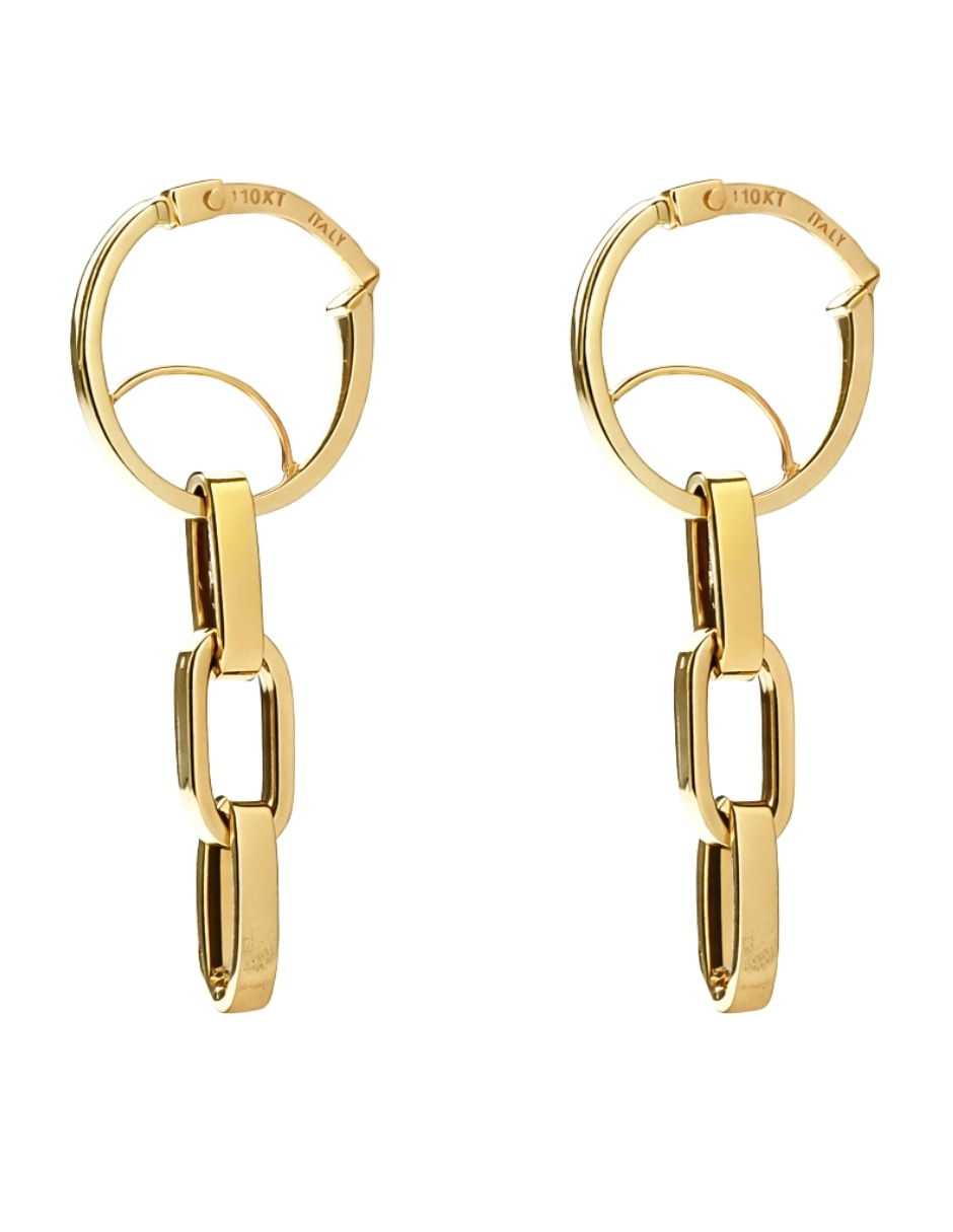 Aretes largos Mancini de oro 10 K pulido